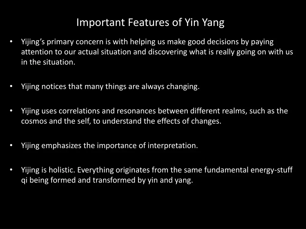 important features of yin yang