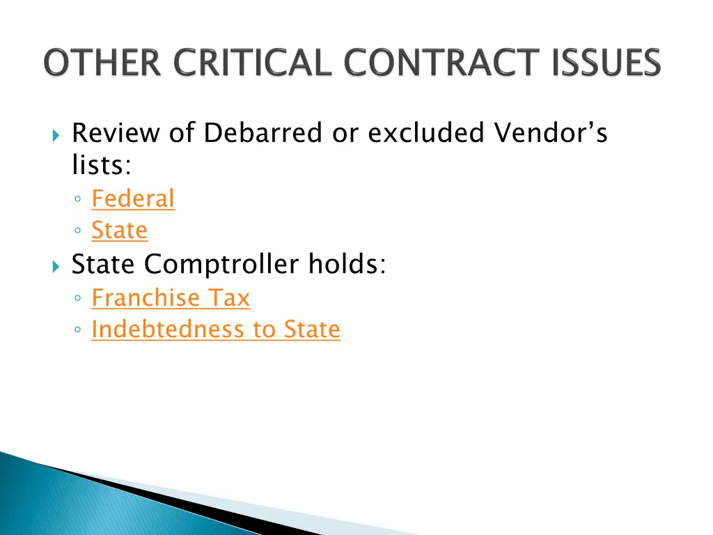 review of debarred or excluded vendor s lists