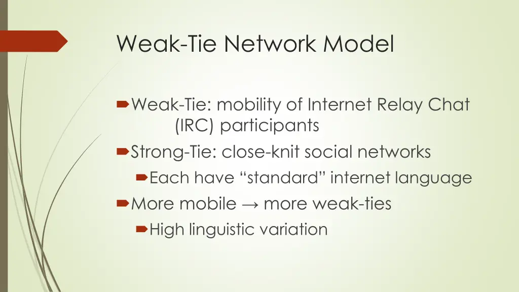 weak tie network model