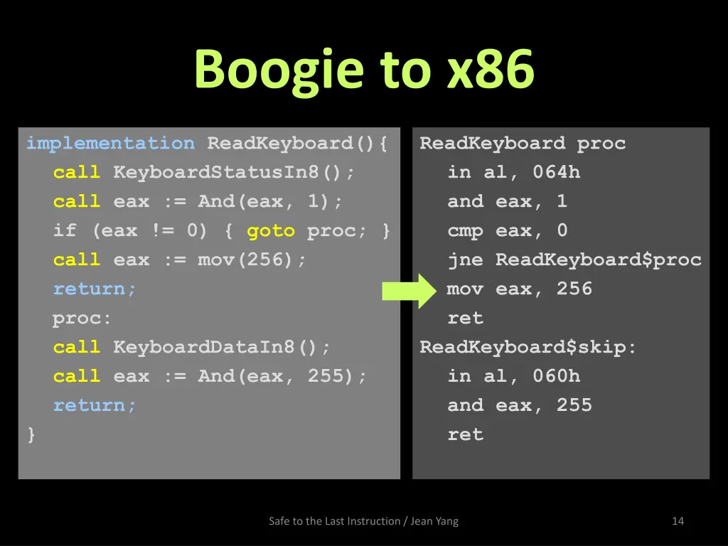 boogie to x86