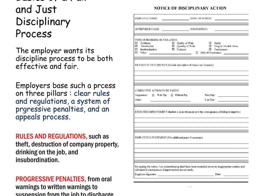 basics of a fair and just disciplinary process