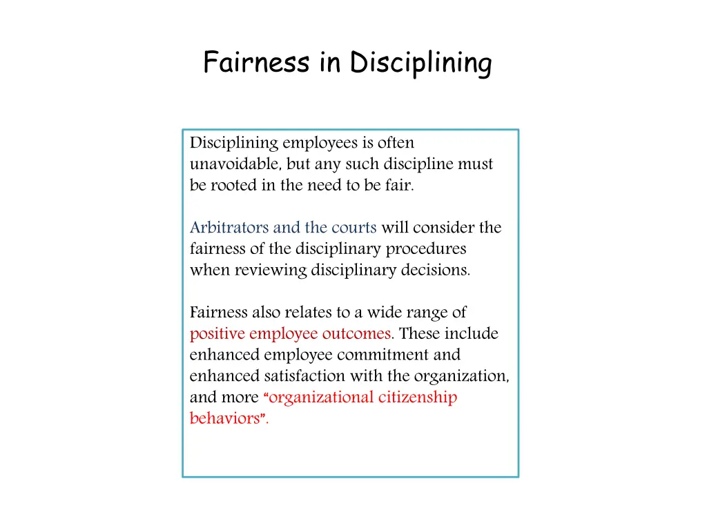 fairness in disciplining