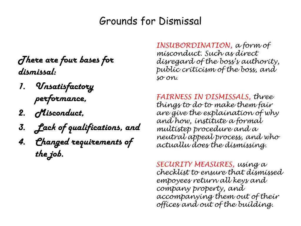 grounds for dismissal