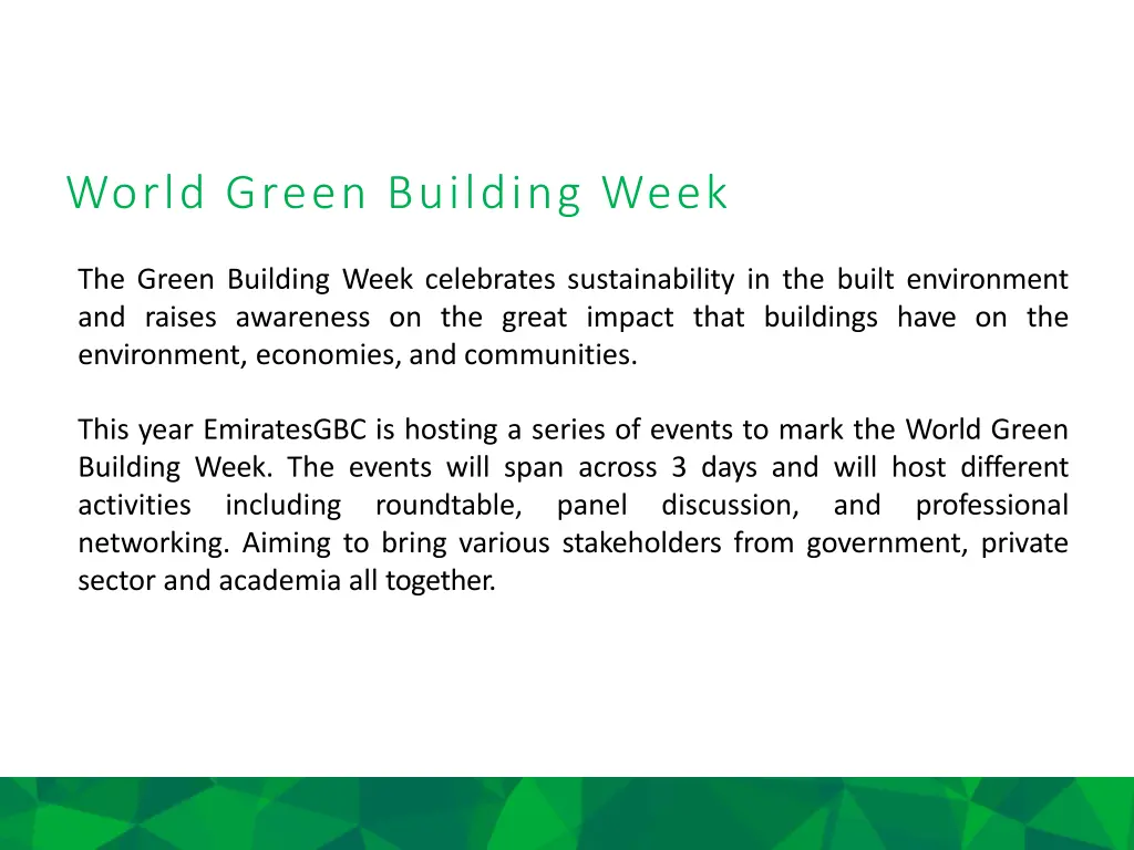 world green building week