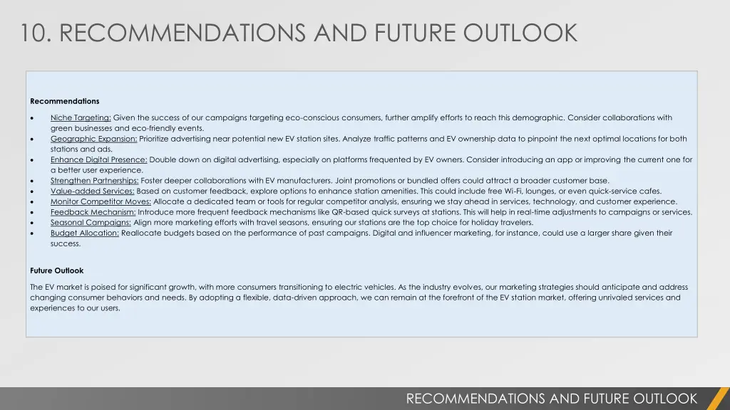 10 recommendations and future outlook