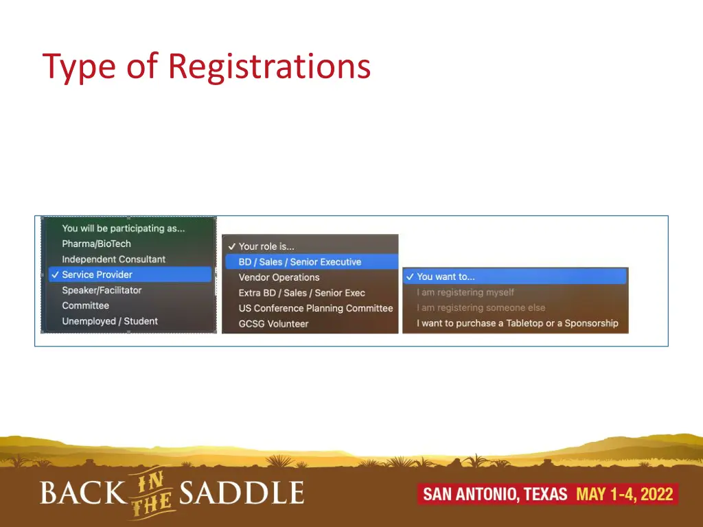 type of registrations