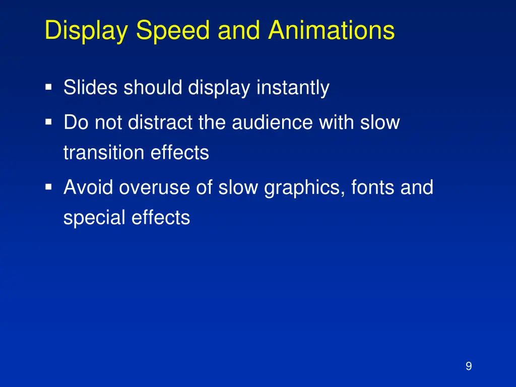 display speed and animations