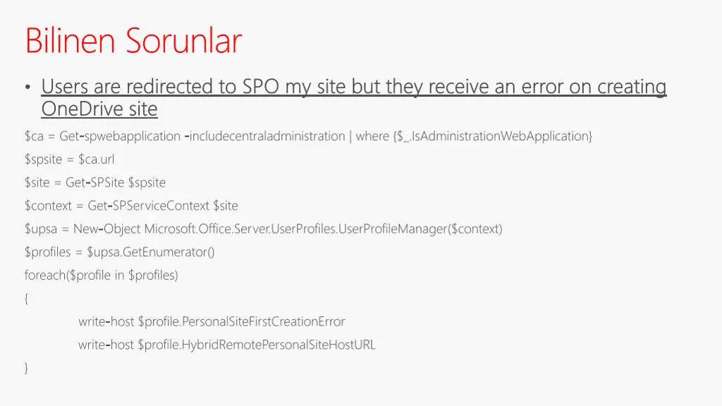 bilinen sorunlar users are redirected