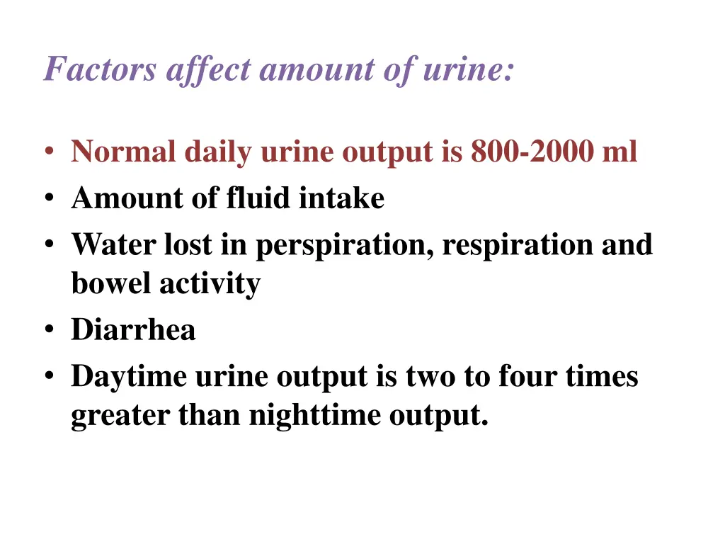 factors affect amount of urine