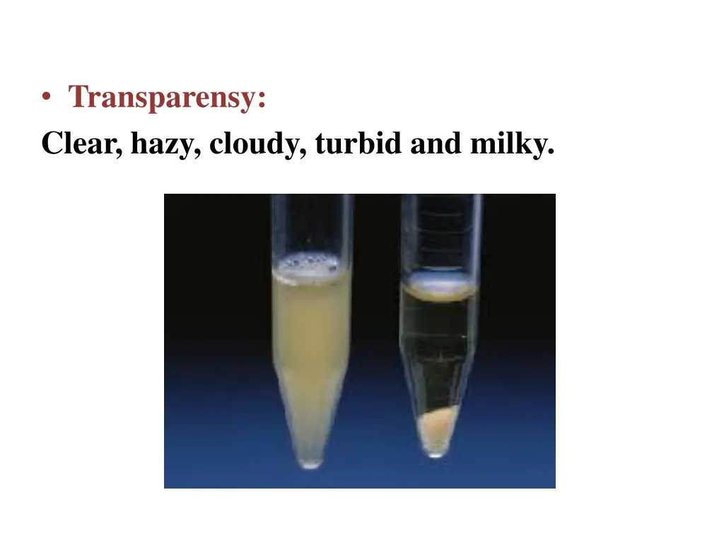 transparensy clear hazy cloudy turbid and milky