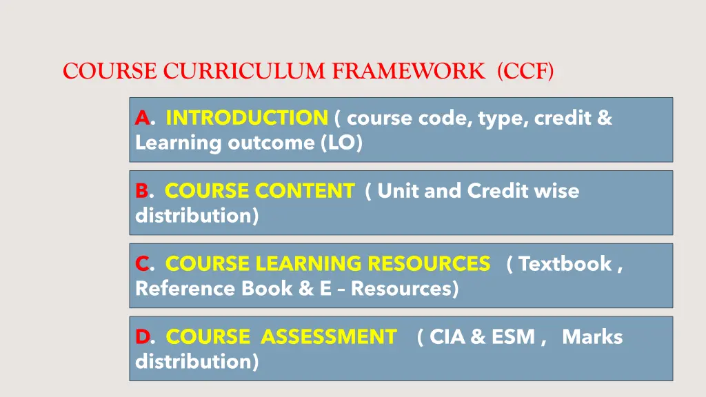 course curriculum framework ccf