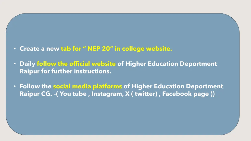 create a new tab for nep 20 in college website