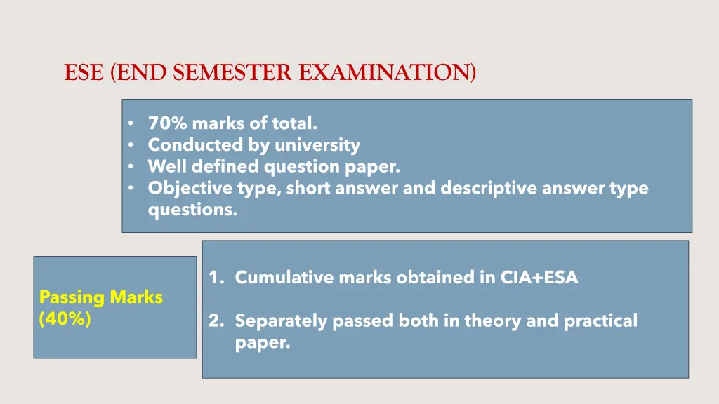 ese end semester examination