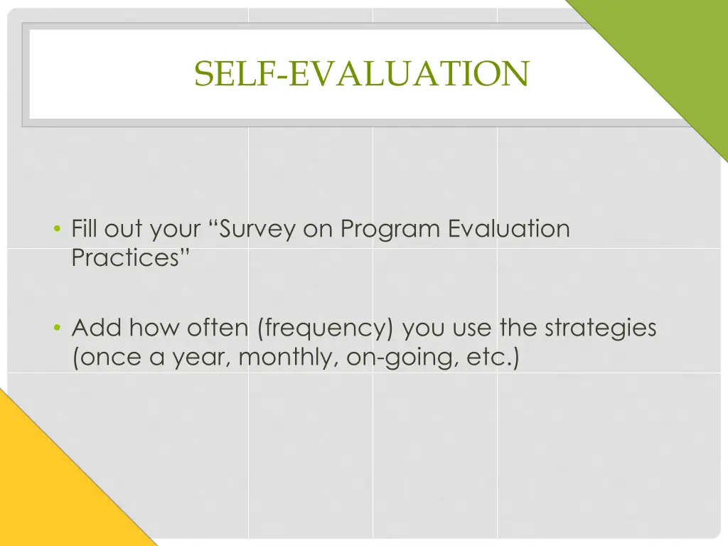 self evaluation