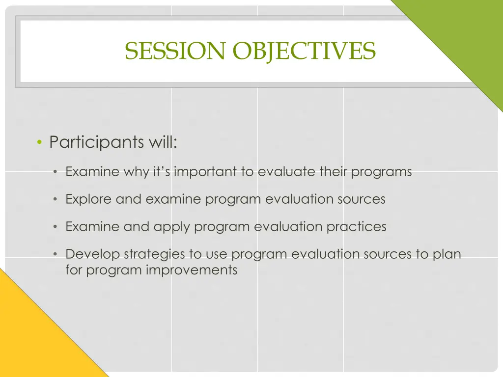 session objectives