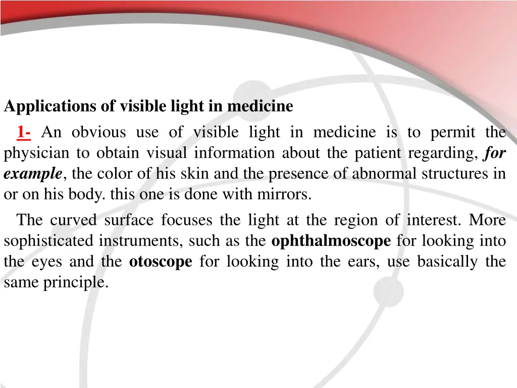 applications of visible light in medicine