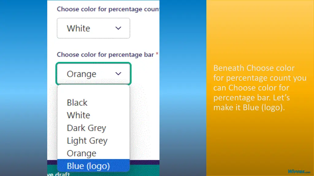 beneath choose color for percentage count