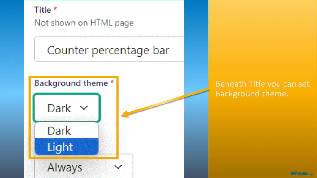 beneath title you can set background theme