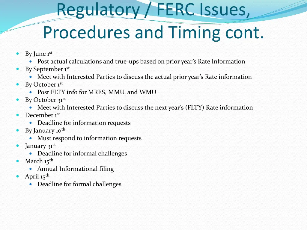 regulatory ferc issues procedures and timing cont