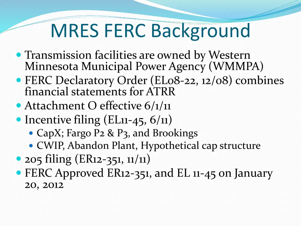 mres ferc background