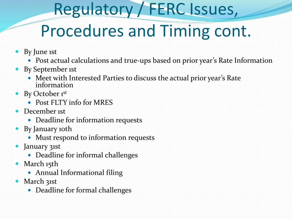 regulatory ferc issues procedures and timing cont