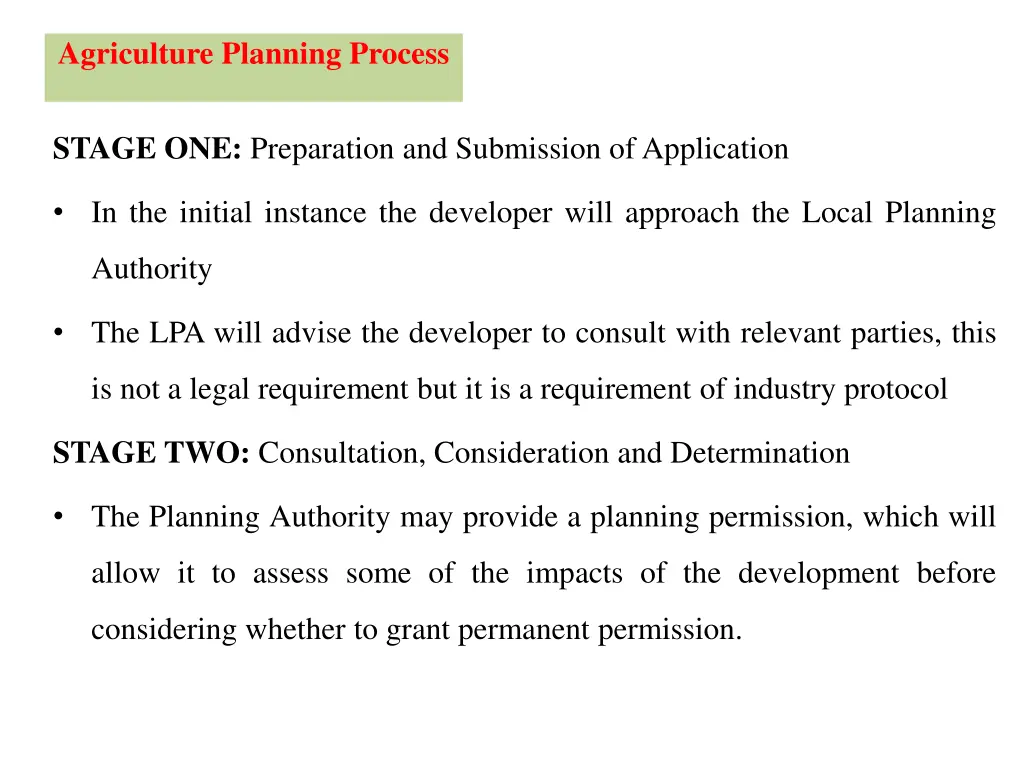 agriculture planning process