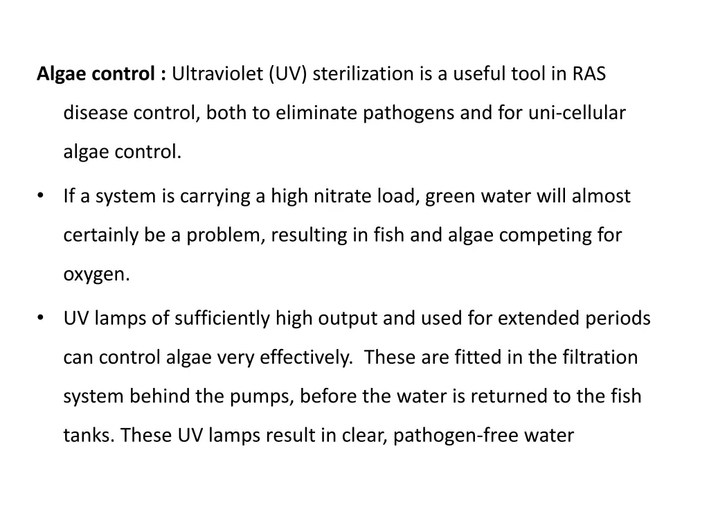 algae control ultraviolet uv sterilization