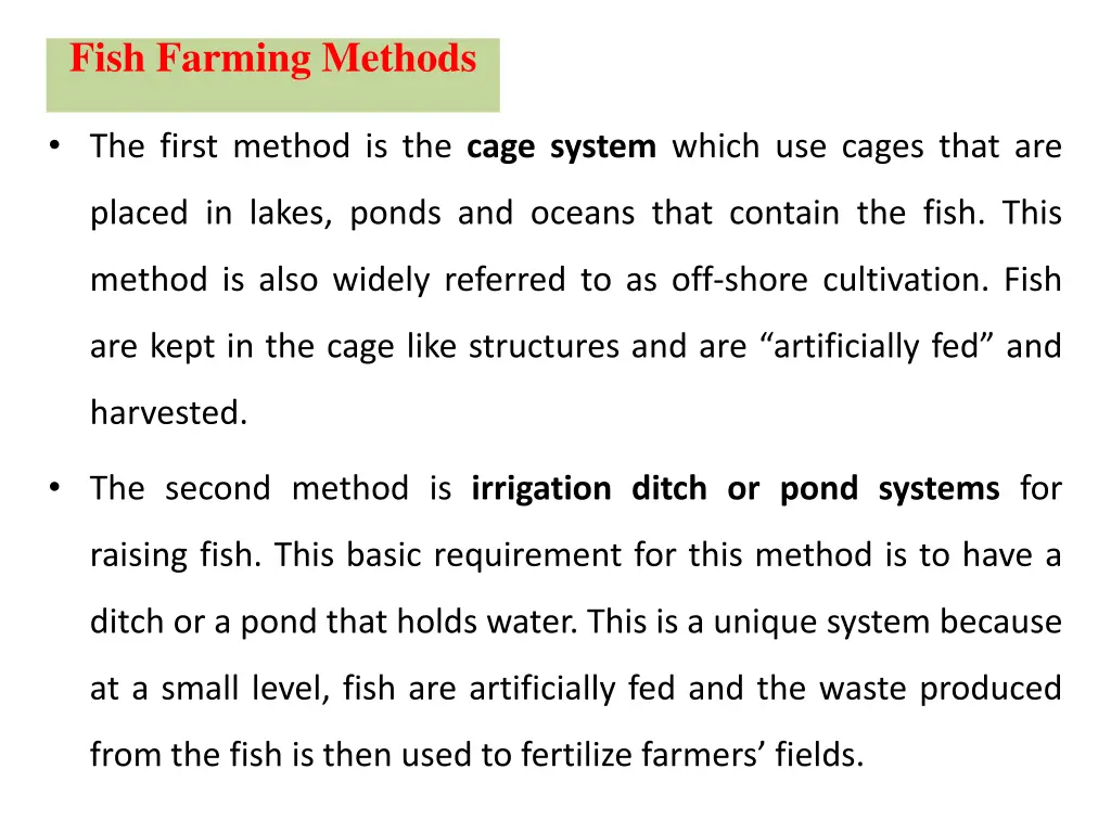 fish farming methods