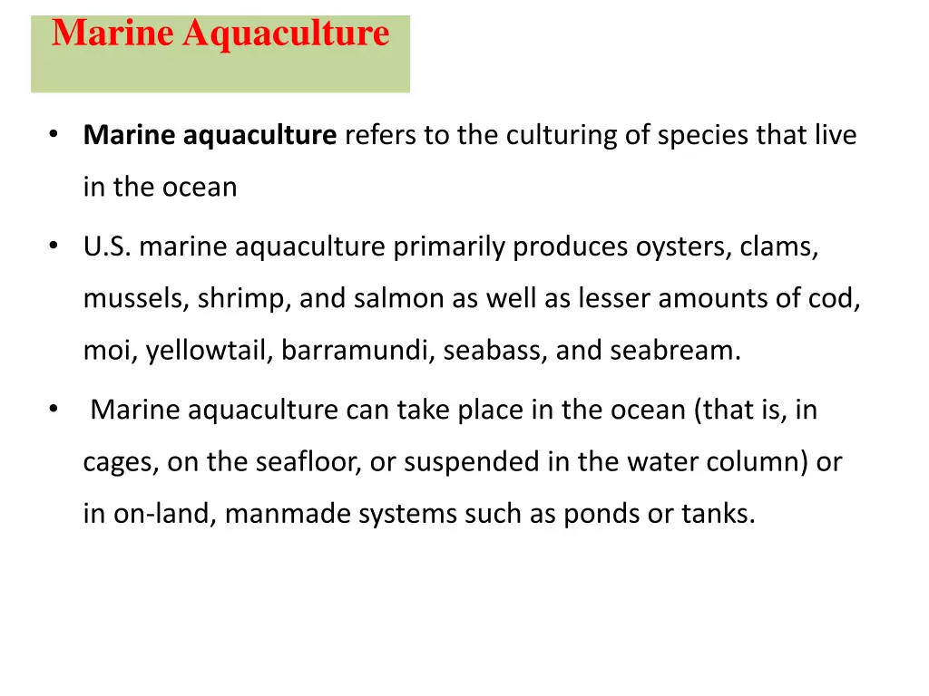 marine aquaculture