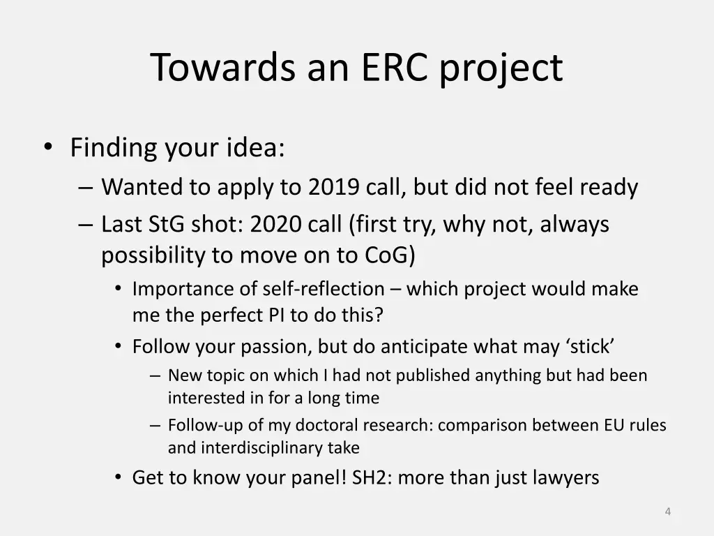 towards an erc project 1