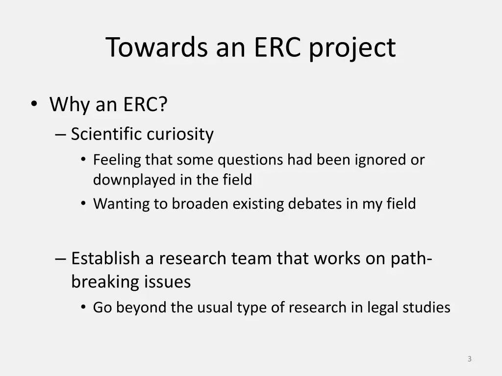 towards an erc project