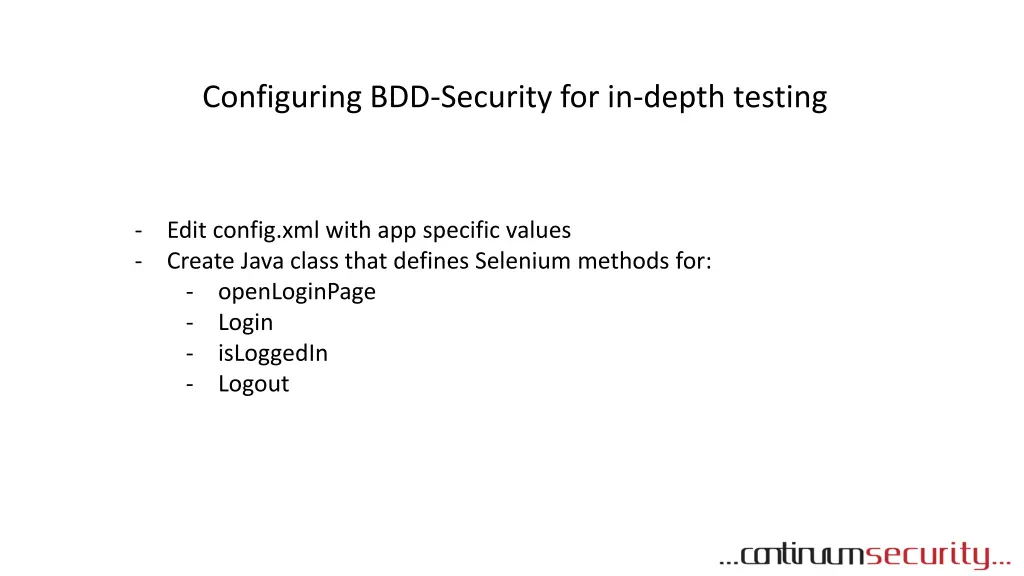 configuring bdd security for in depth testing