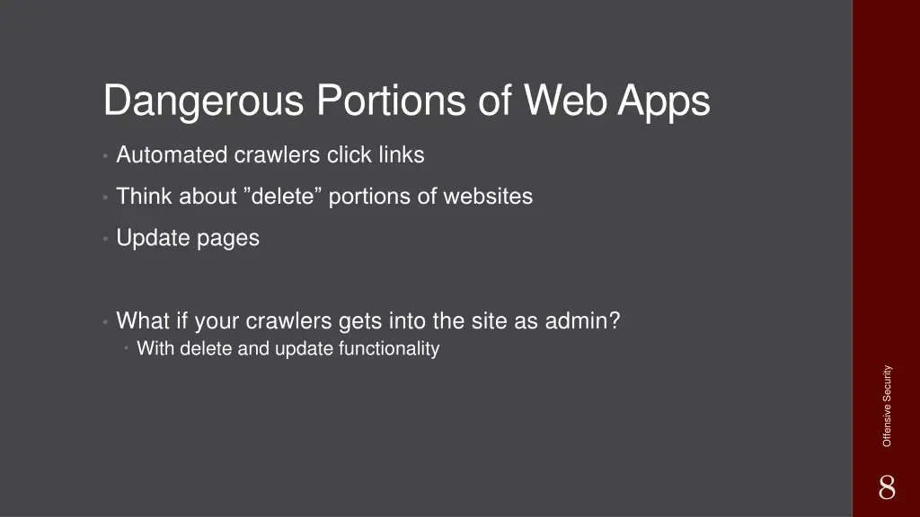 dangerous portions of web apps