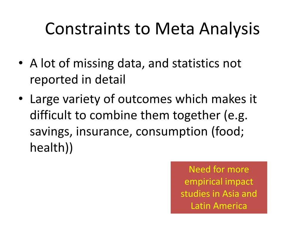 constraints to meta analysis