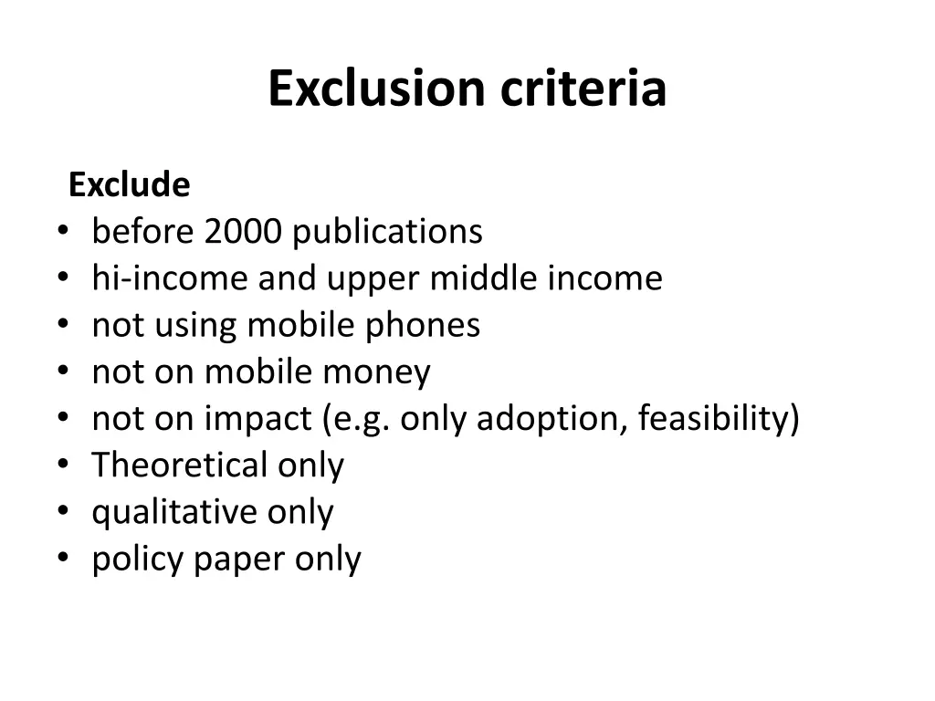 exclusion criteria