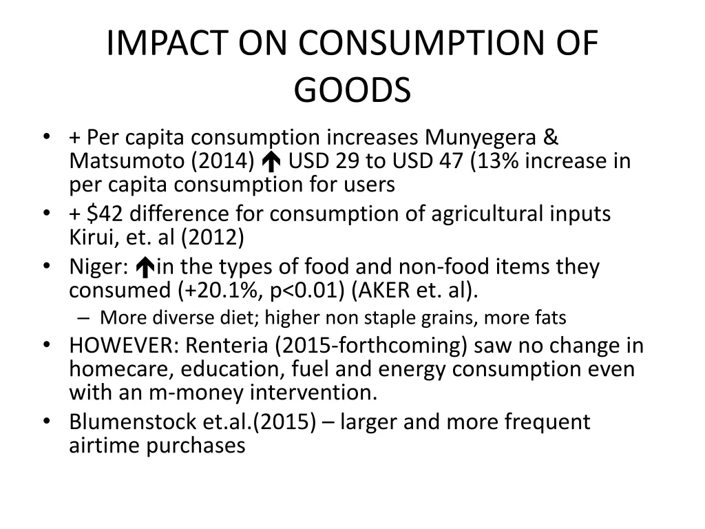 impact on consumption of goods per capita