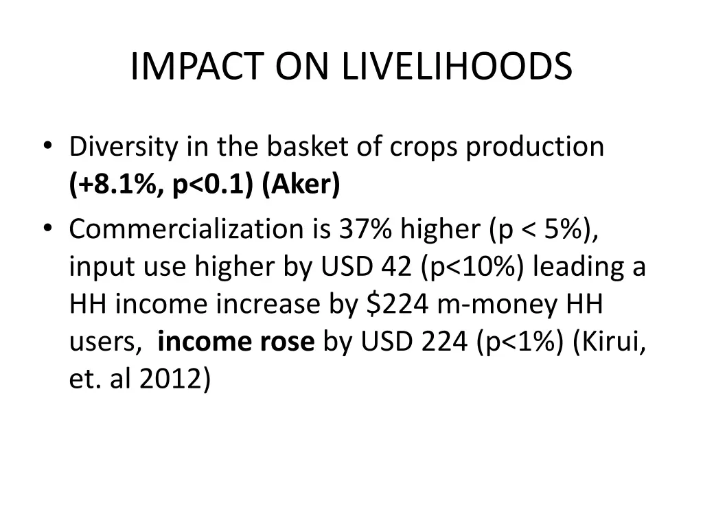 impact on livelihoods