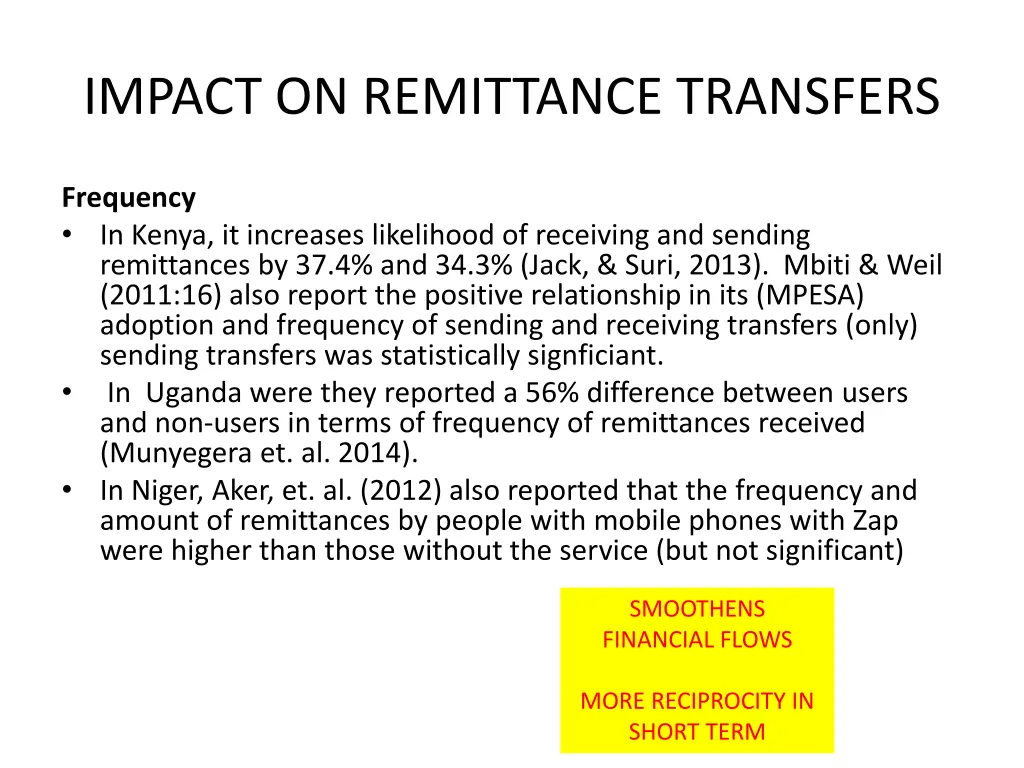 impact on remittance transfers