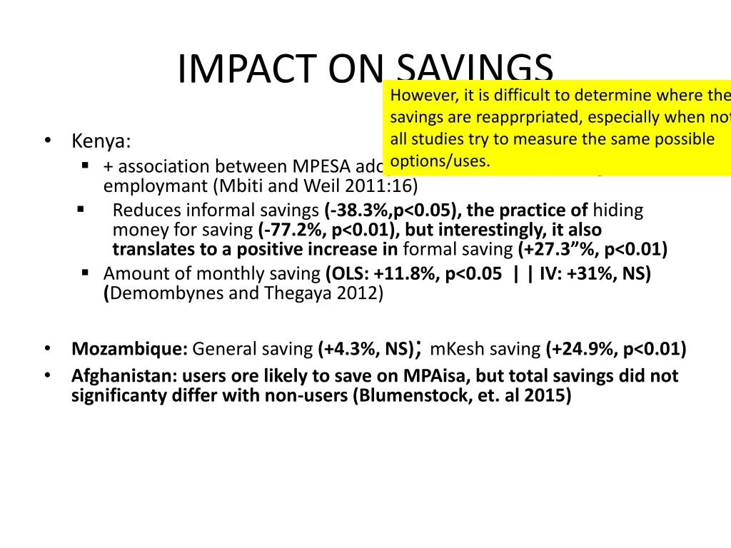 impact on savings