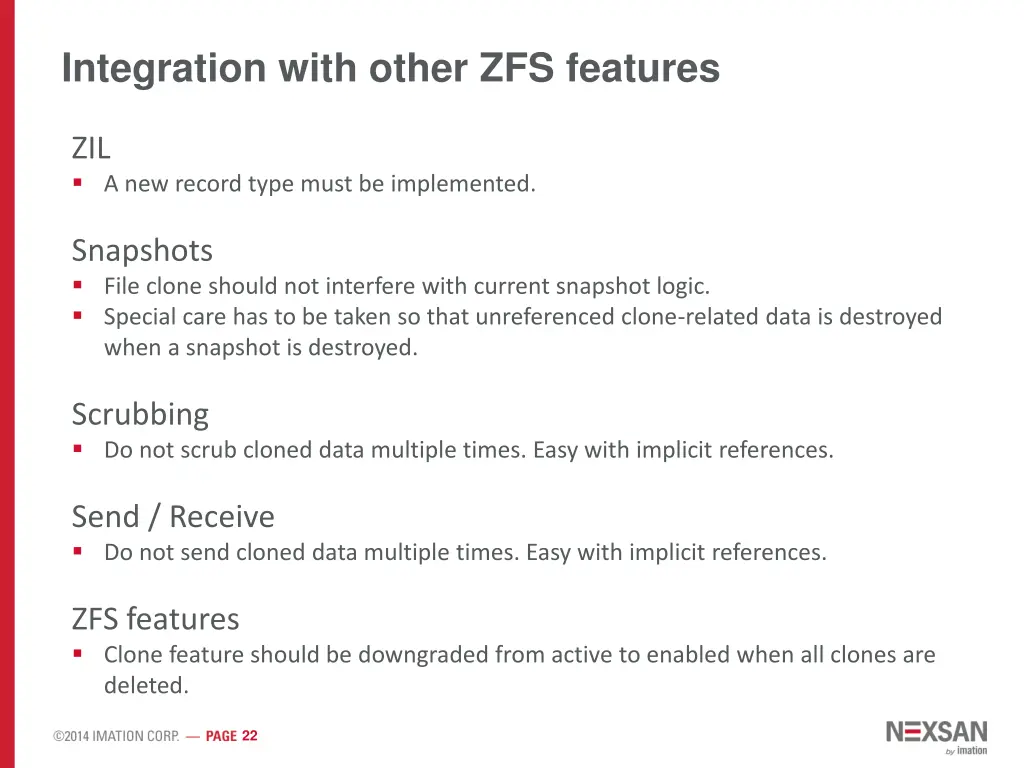 integration with other zfs features 1