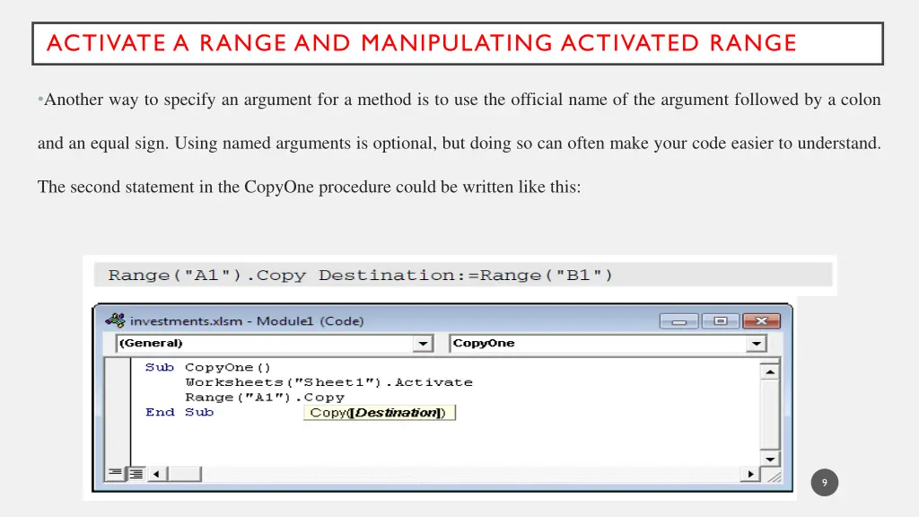 activate a range and manipulating activated range 7