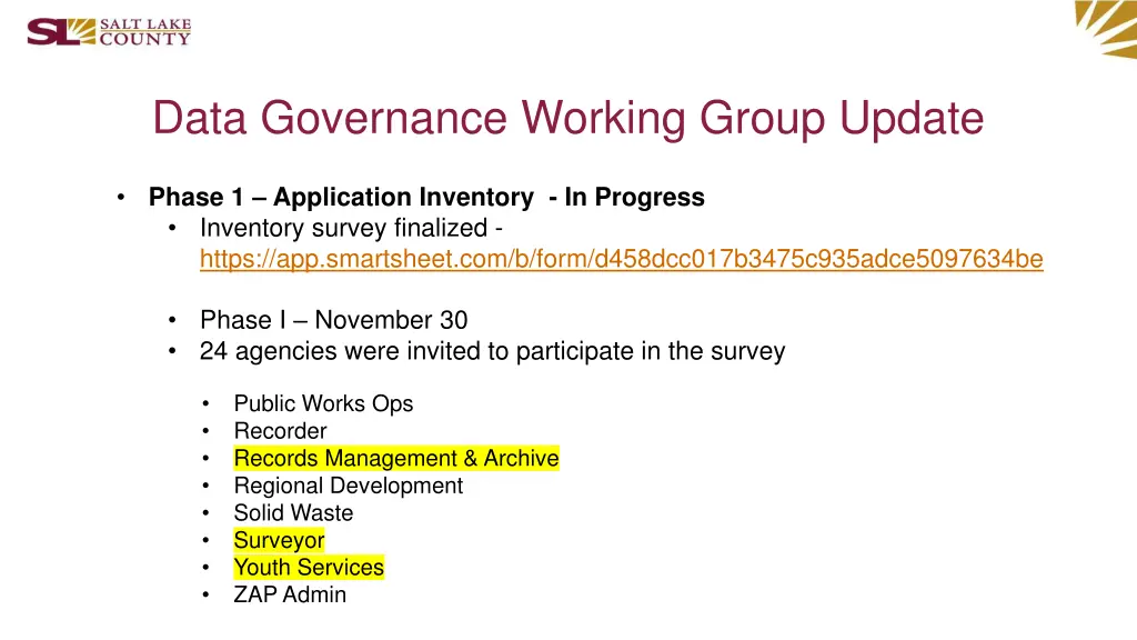 data governance working group update 1