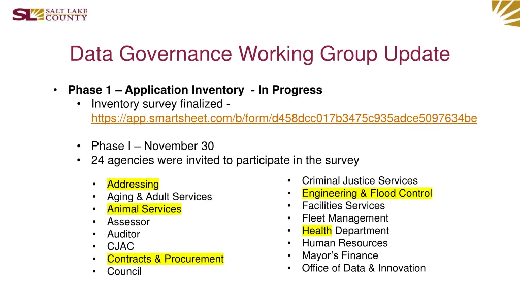 data governance working group update