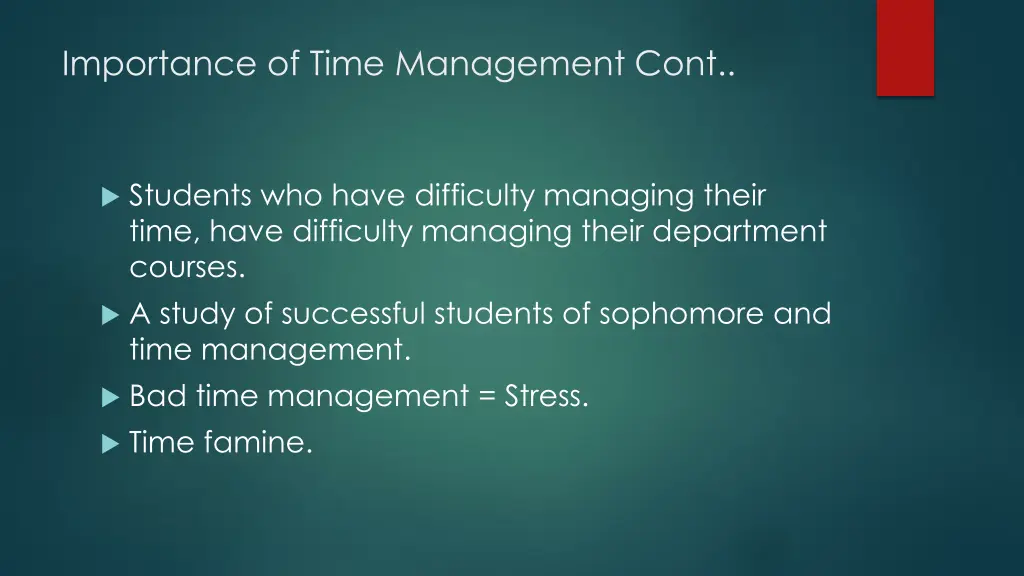 importance of time management cont