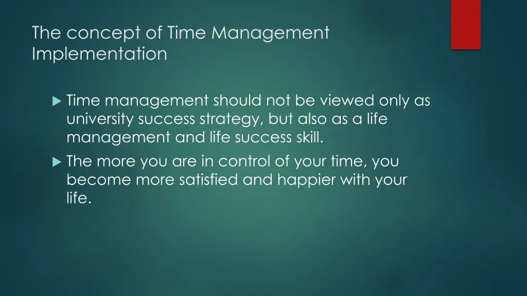 the concept of time management implementation