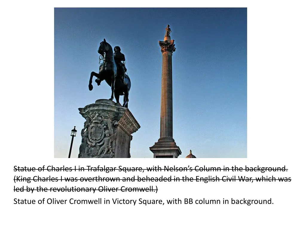 statue of charles i in trafalgar square with 1