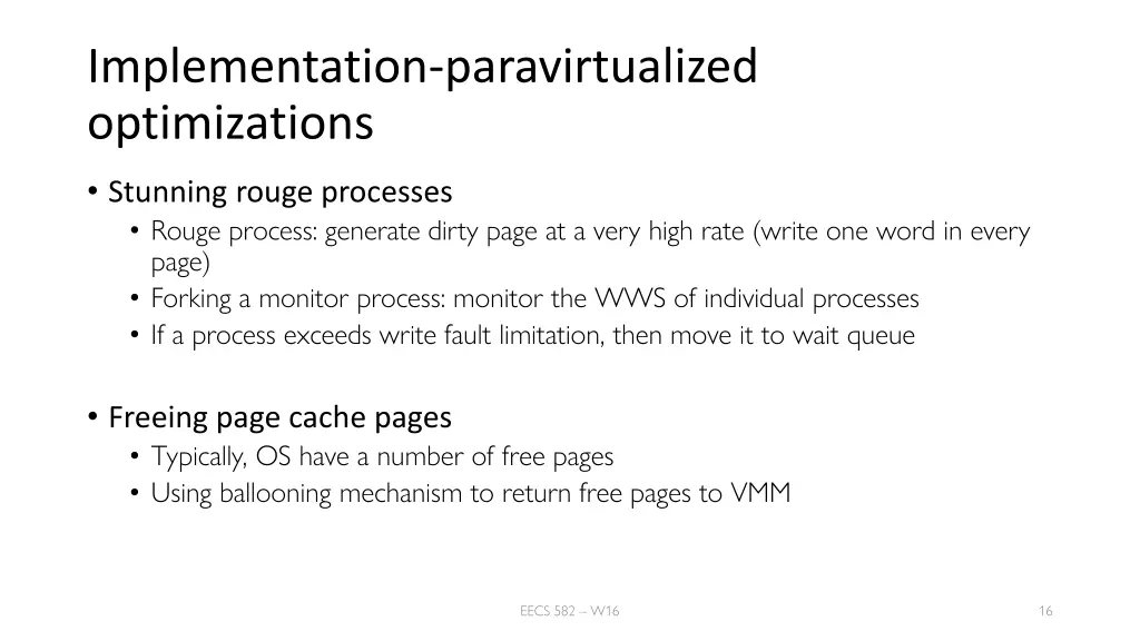 implementation paravirtualized optimizations