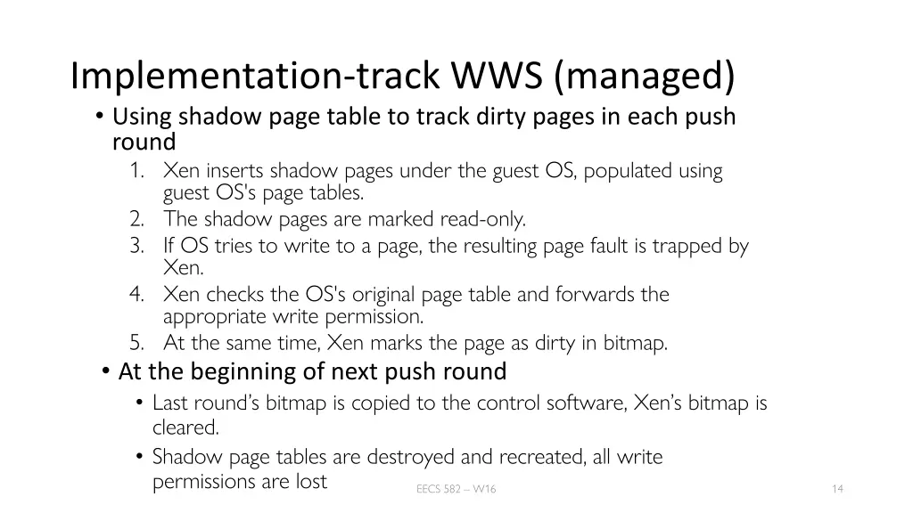 implementation track wws managed using shadow