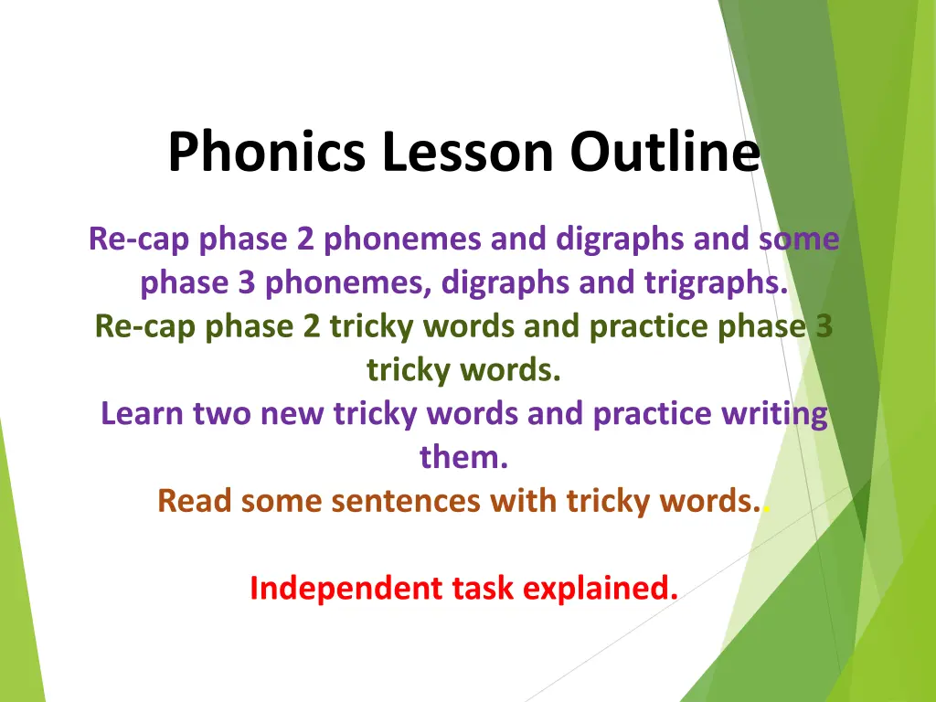 phonics lesson outline