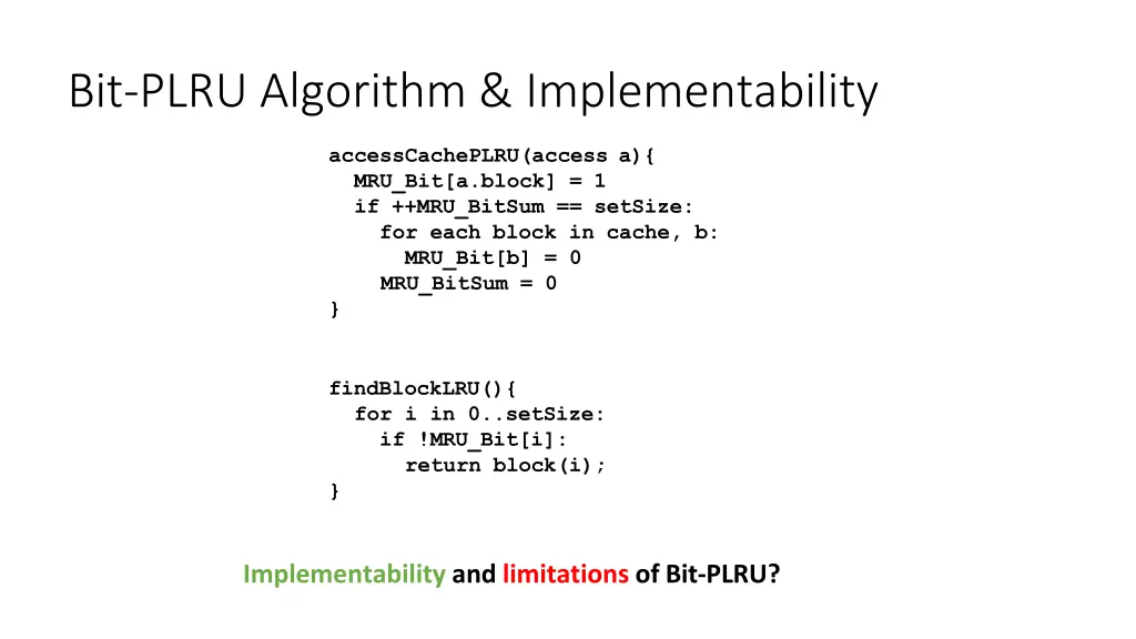 bit plru algorithm implementability